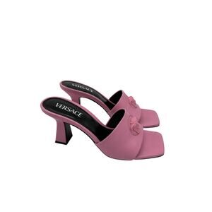 Versace 'Medusa' Pink Leather Mid-Heel Mules Size 8